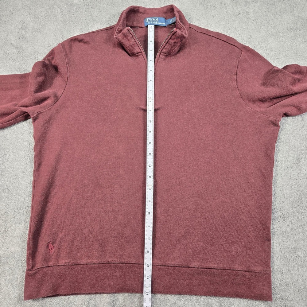 Polo Ralph Lauren Men's M Quarter Zip Pullover Sweater Burgundy Cotton Rayon - Picture 8 of 13